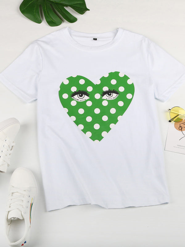 Women's Round Neck Short Sleeve Printed Valentine's Day Casual T-Shirt