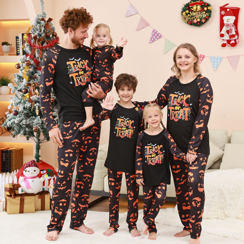 Halloween Christmas Parent-Child Loungewear Split Sleeve Set Two Piece Pajamas