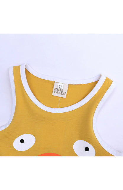 Children's Contrast Print Casual Vest Loungewear Set