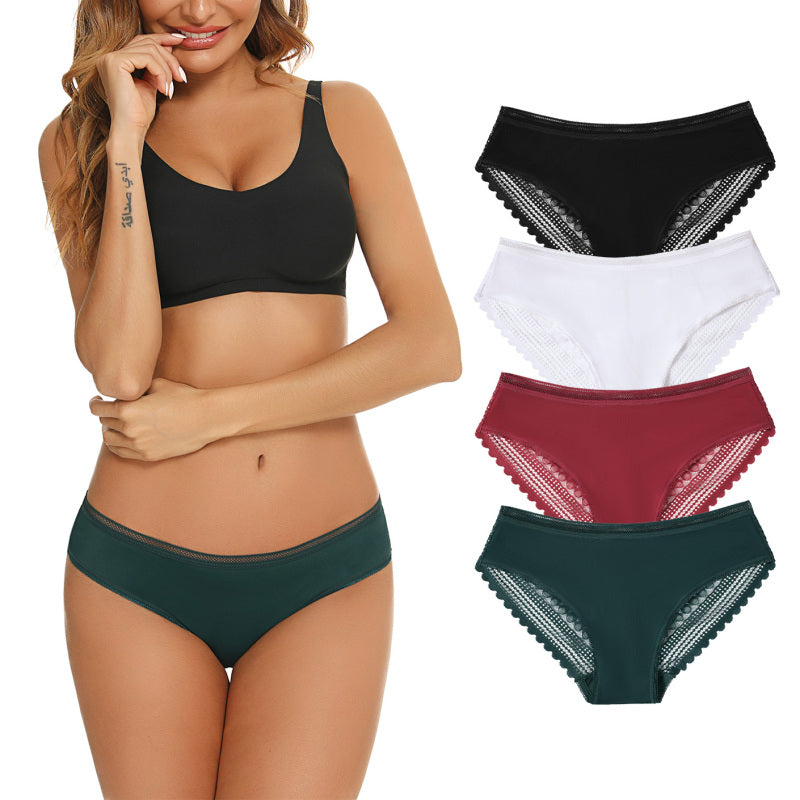 Women's Lace Panties Hipster Ladies Low Rise Full Briefs Lace Underwear