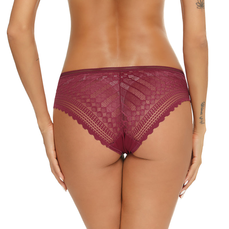 Women's Lace Panties Hipster Ladies Low Rise Full Briefs Lace Underwear