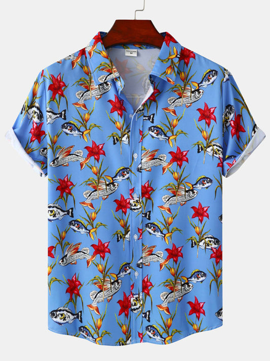 Men's Floral Print Sleeveless Summer Shirt