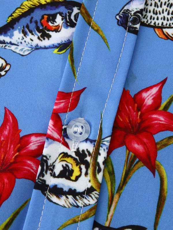 Men's Floral Print Sleeveless Summer Shirt