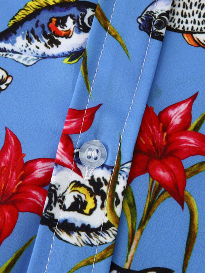 Men's Floral Print Sleeveless Summer Shirt