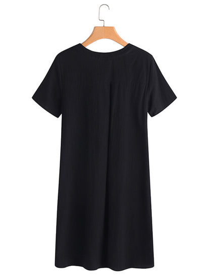 Fashion Loose V-Neck Medium Length Dress
