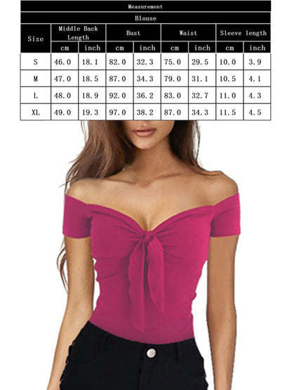 V Neck Beach Party Sexy Slim Short Sleeve T-Shirt