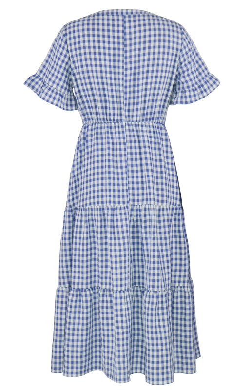 Women's spring and summer sexy big swing skirt plaid temperament dress