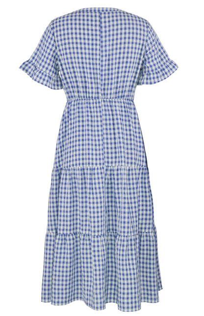 Women's spring and summer sexy big swing skirt plaid temperament dress