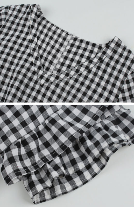 Women's spring and summer sexy big swing skirt plaid temperament dress
