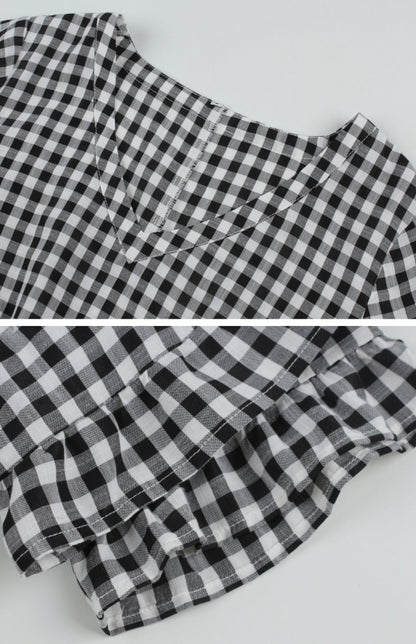 Women's spring and summer sexy big swing skirt plaid temperament dress