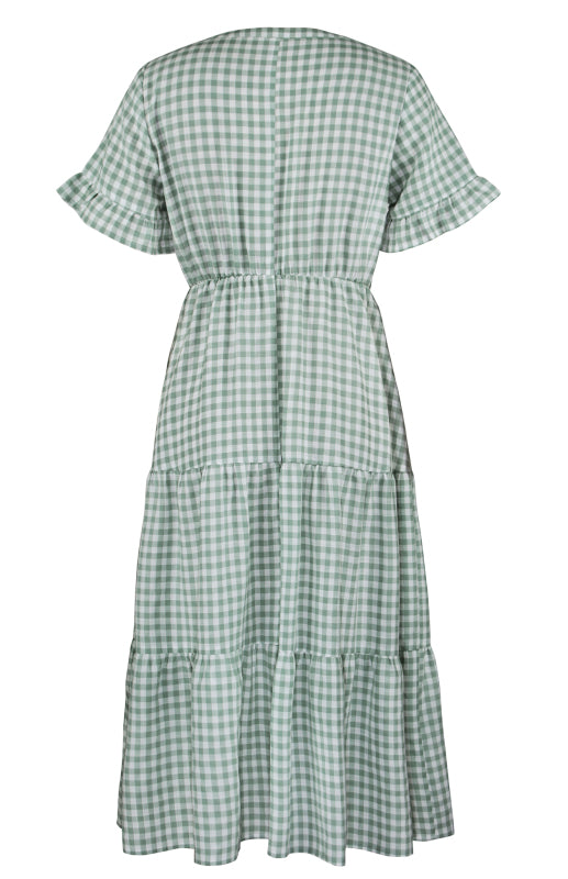 Women's spring and summer sexy big swing skirt plaid temperament dress