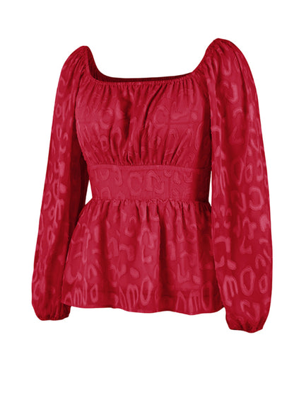 Women's French square neck fashion four seasons long top
