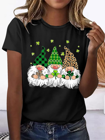 Women's crewneck Lucky Elf print short-sleeved t-shirt