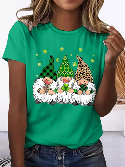 Women's crewneck Lucky Elf print short-sleeved t-shirt