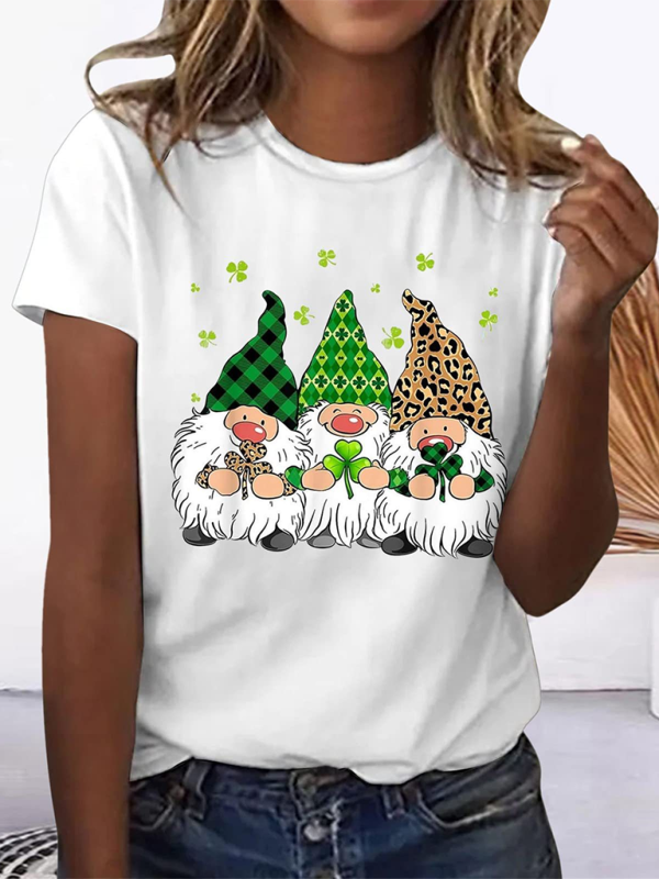 Women's crewneck Lucky Elf print short-sleeved t-shirt