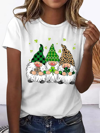 Women's crewneck Lucky Elf print short-sleeved t-shirt