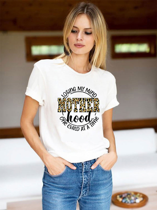 Graphic Print Casual Knit T-shirt for Women