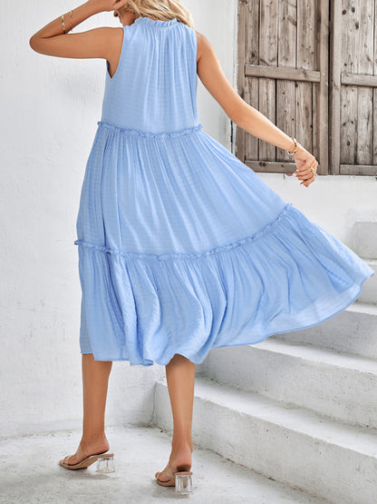 Women's Solid Color Casual V-Neck Sleeveless Loose Dress