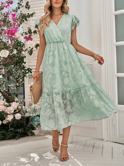 Women's Ruffle Sleeve Floral Patterned Dress