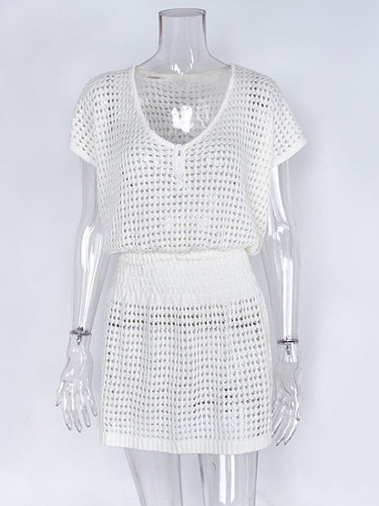 Women's Knitted Sexy See-Through Low Waist Twisted Sling Dress Blouse