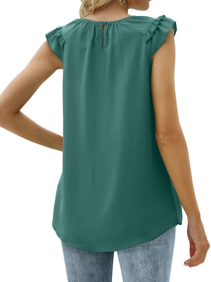 Women's Pleated Sleeveless Tank Top Chiffon Shirt