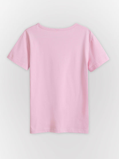 Women's Knitted Round Neck Leopard Print Mother's Day Short Sleeve T-Shirt