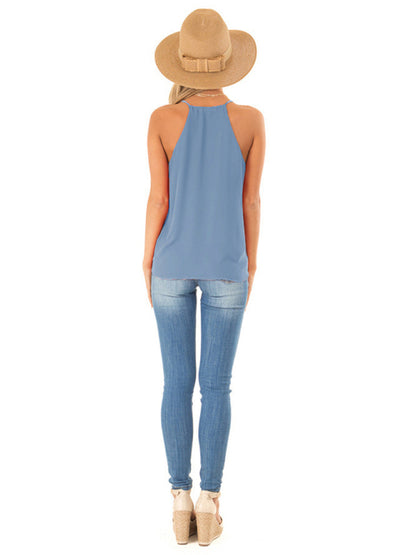 Women's Solid Color Cross V Neck Camisole Top