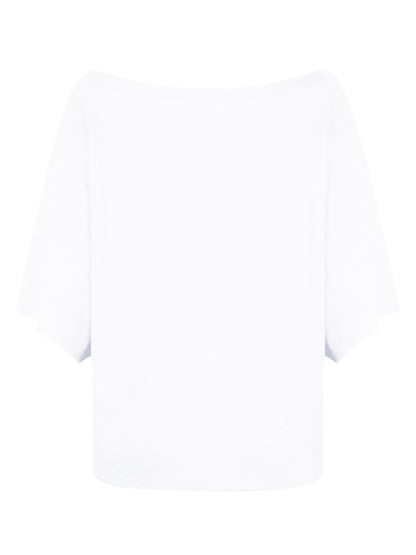 Casual loose one-shoulder bat shirt print T-shirt