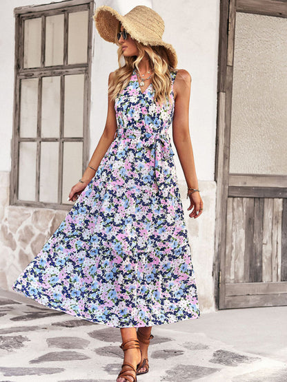 New waist waist vest casual resort style dress