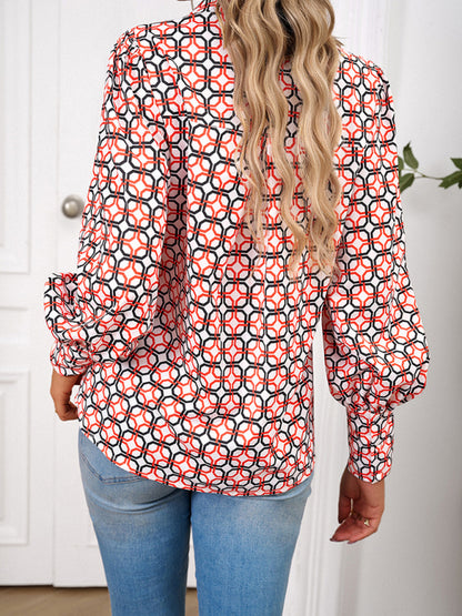 Ladies Printed Casual Vacation Loose Shirt Top