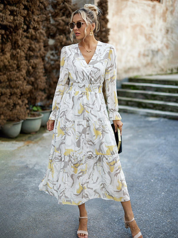 Women's Printed Casual Vacation Printed V-Neck Dress