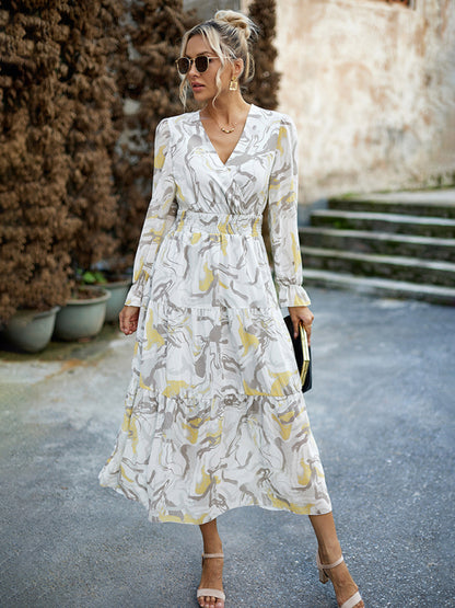Women's Printed Casual Vacation Printed V-Neck Dress