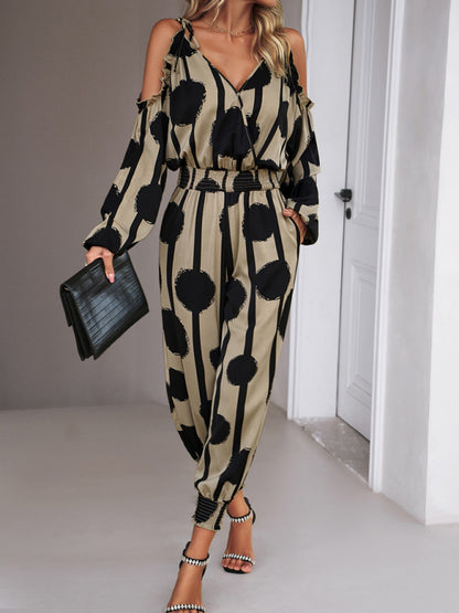 Women's fashion jumpsuit commuting waist trousers
