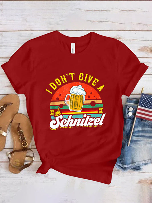 Retro Beer Graphic Print Leisure T-shirt for Women