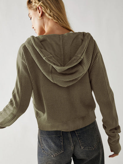 Women Spring-Summer Lightweight Woven Jacket with Slant Pockets