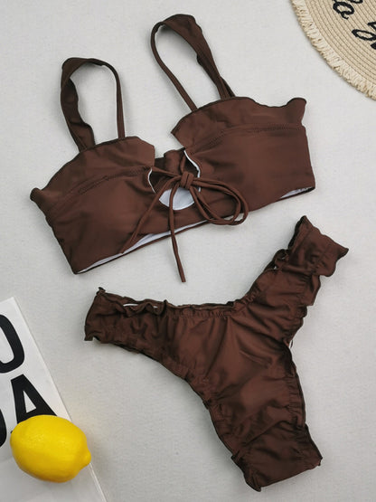 Women's new multi-color printed small fresh swimsuit lace split swimsuit bikini