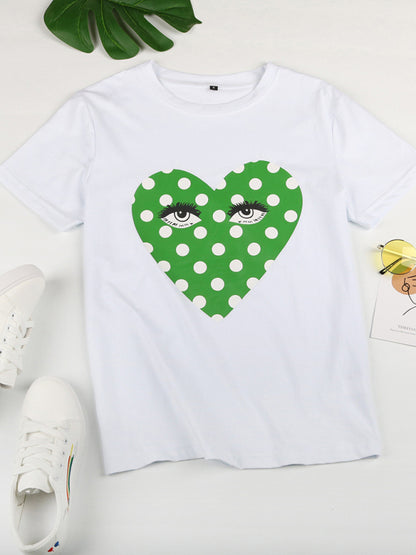 Women's Round Neck Short Sleeve Printed Valentine's Day Casual T-Shirt
