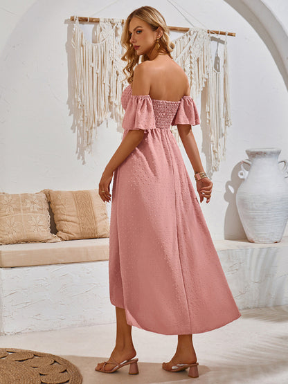 New casual holiday irregular hem solid color wrap dress