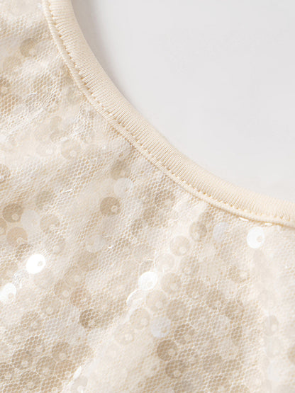 New style halterneck pullover slim fit patchwork backless strap solid color sequined top
