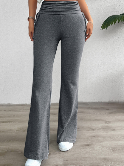 Spring and summer casual solid color slim-fit pleated trousers