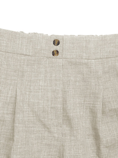 Elastic waist solid color casual shorts versatile and comfortable straight women's shorts