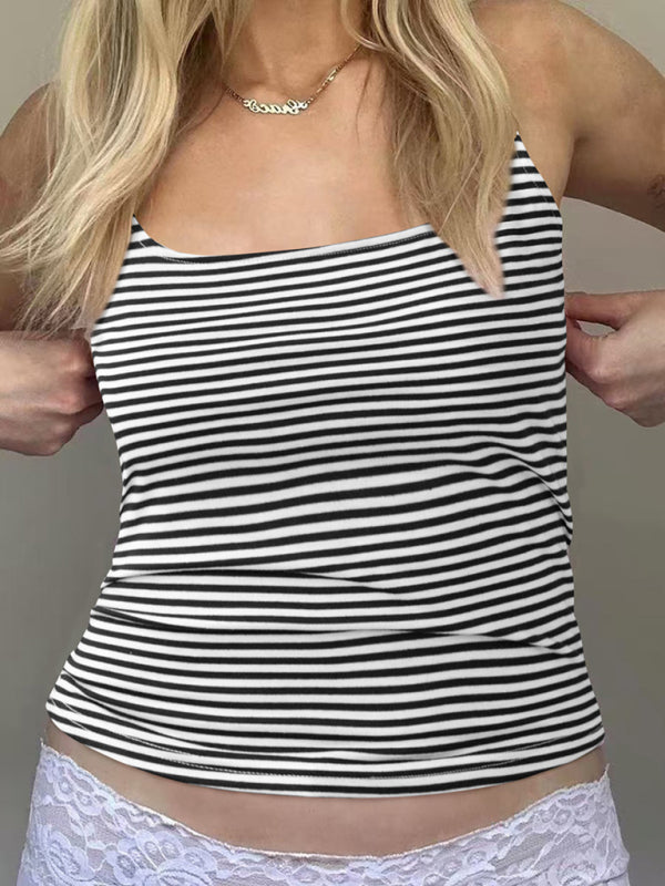 Sexy outerwear bottom striped contrast color top suspenders for women