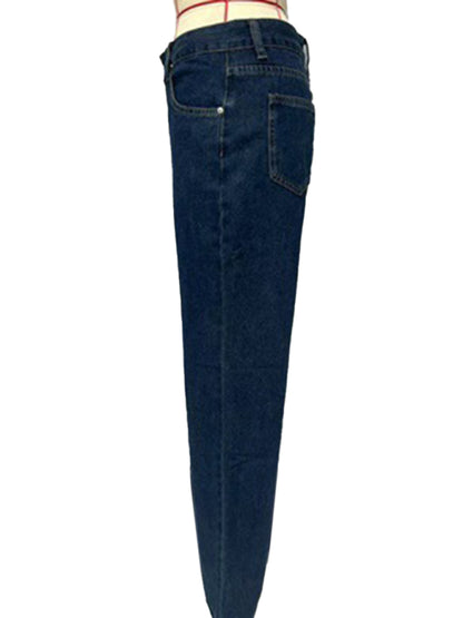 Low Rise Jeans Fashion Retro Straight Leg Loose Denim Pants