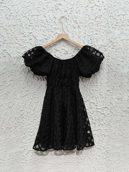 Ladies new fashion one shoulder lantern sleeve sexy backless dress